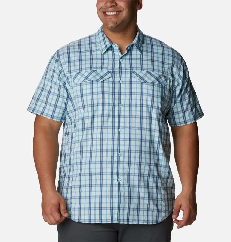 Men\'s Columbia Silver Ridge Lite Plaid Short Sleeve Shirts Turquoise | Plus Size CA-T34L5